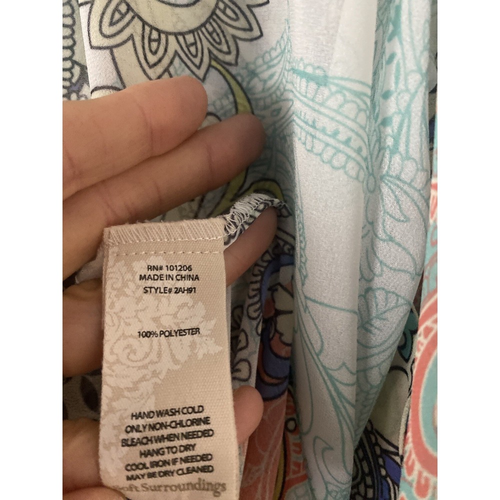 Soft Surroundings Muse Printed Kimono‎ Small Sheer Pastels Sequined 3/4 Sleeve S - Picture 4 of 7
